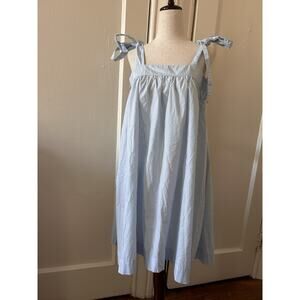 Piyama‎ Light Blue Cotton Babydoll Dress With Tie Tank Top Straps | M
